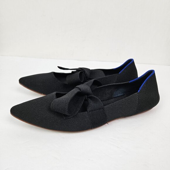 Rothy's The Point Mary Jane Bow Tie Ballet Flat Shoe Black 8.5 - Picture 8 of 12